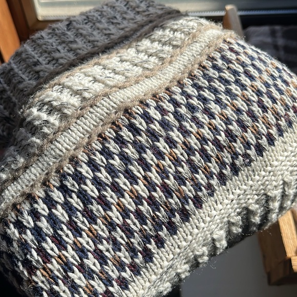 Dex Cream Beige Brown Hooded Open Front Cozy Boho Cardigan Knit Sweater Size S - Picture 12 of 12